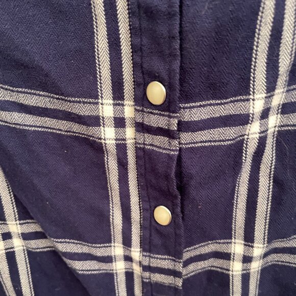 Jachs New York Shirt Girlfriend Blue Plaid Pearl Snap Up Shirt w/ Pockets size S - Picture 6 of 6